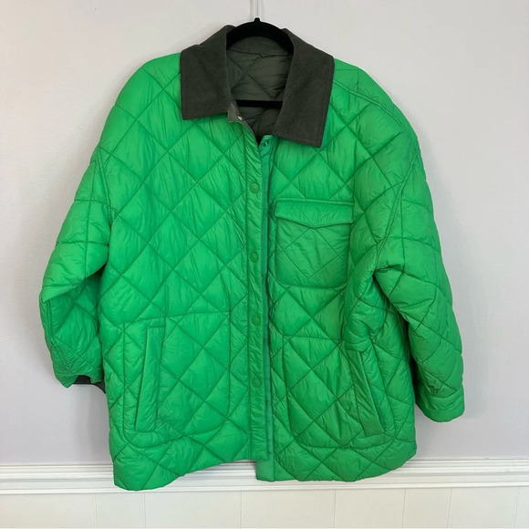 Calvin Klein Jeans Women’s Reversible Quilted Green Jacket Size L NWOT - Picture 3 of 13